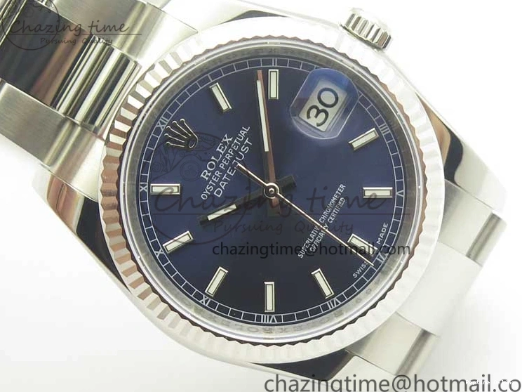 0125 DateJust 36 SS 116234 Fluted Bezel DJF Best Edition Blue Dial Stick Markers on SS Oyster Bracelet A Affordable 3373